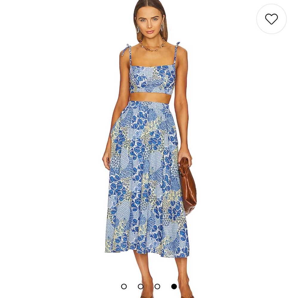 Peixoto Two Piece Skirt Set Blue Floral